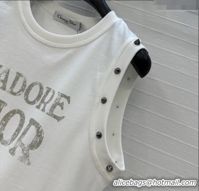 Top Design Dior Cotton Vest with Studs DR061202 White 2025