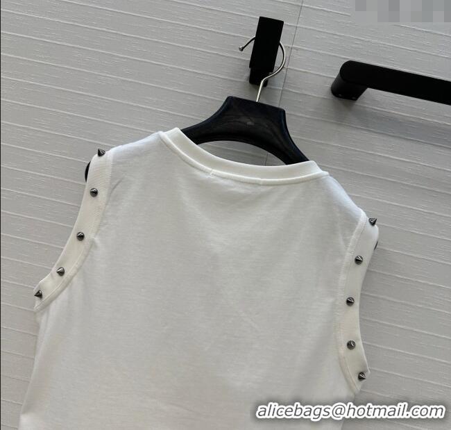 Top Design Dior Cotton Vest with Studs DR061202 White 2025