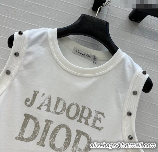 Top Design Dior Cotton Vest with Studs DR061202 White 2025