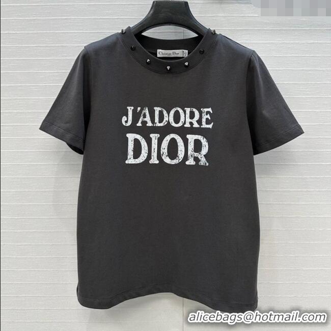 Good Product Dior Cotton T-Shirt with Studs DR061202 Grey 2025