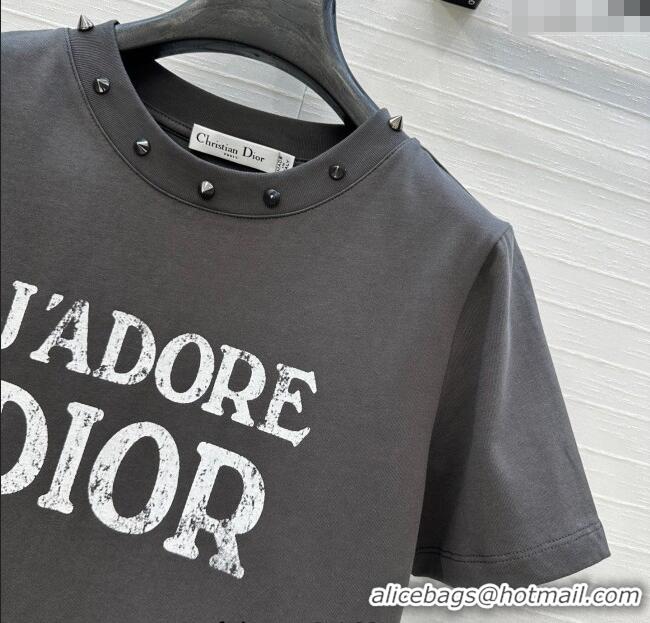 Good Product Dior Cotton T-Shirt with Studs DR061202 Grey 2025