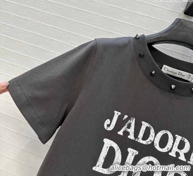 Good Product Dior Cotton T-Shirt with Studs DR061202 Grey 2025