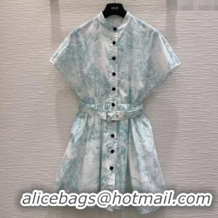Original Cheap Dior Printed Cotton Dress DR061203 Green 2025