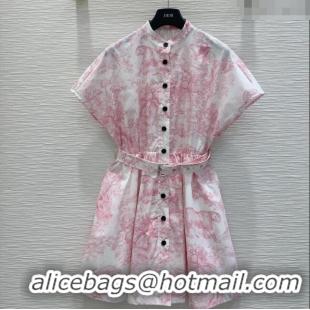 Best Quality Dior Printed Cotton Dress DR061203 Pink 2025