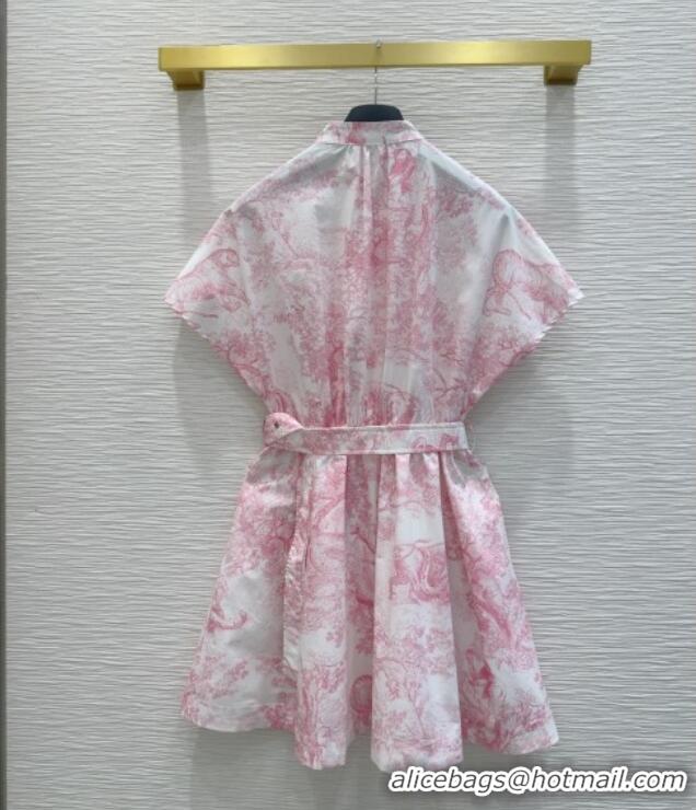Best Quality Dior Printed Cotton Dress DR061203 Pink 2025