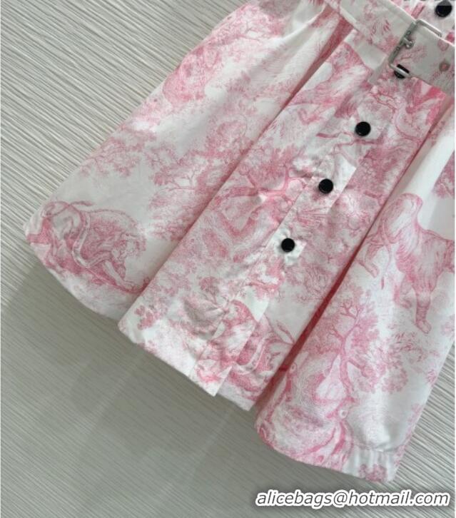 Best Quality Dior Printed Cotton Dress DR061203 Pink 2025