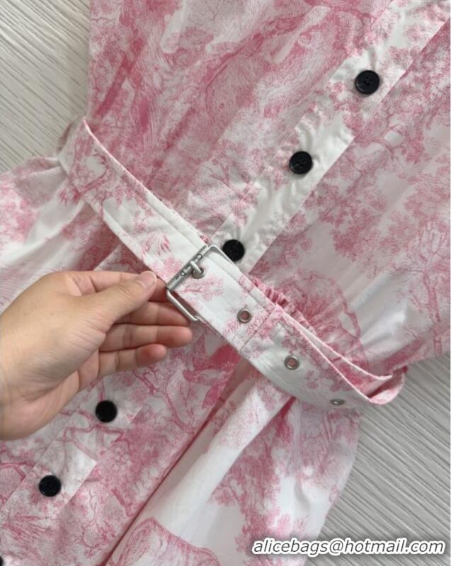 Best Quality Dior Printed Cotton Dress DR061203 Pink 2025