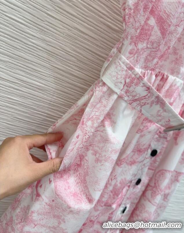 Best Quality Dior Printed Cotton Dress DR061203 Pink 2025