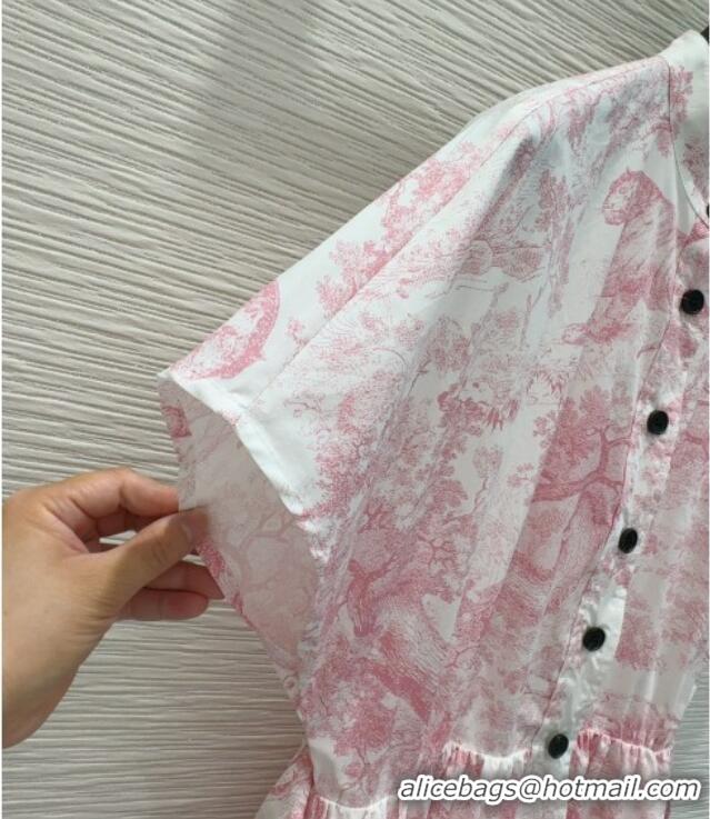 Best Quality Dior Printed Cotton Dress DR061203 Pink 2025