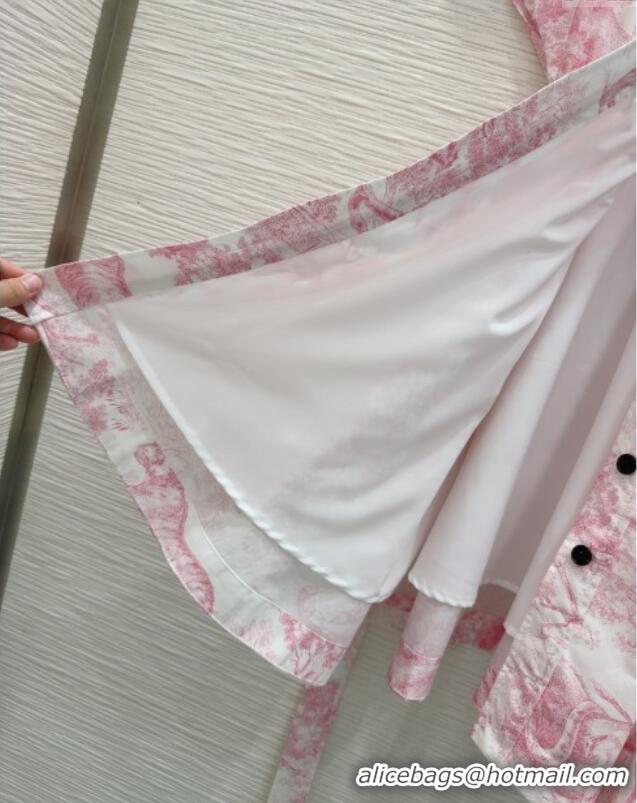 Best Quality Dior Printed Cotton Dress DR061203 Pink 2025
