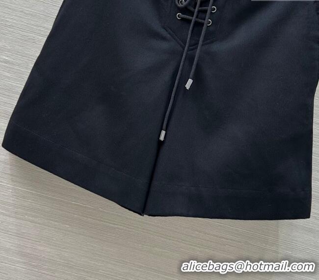 Best Product Dior Cotton Laced-up Shorts DR061205 Black 2025