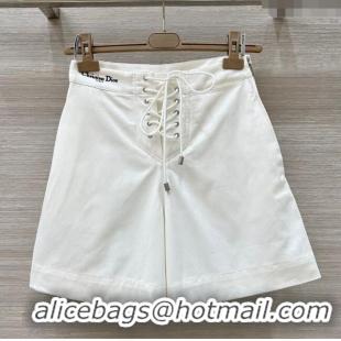 Best Product Dior Cotton Laced-up Shorts DR061205 White 2025