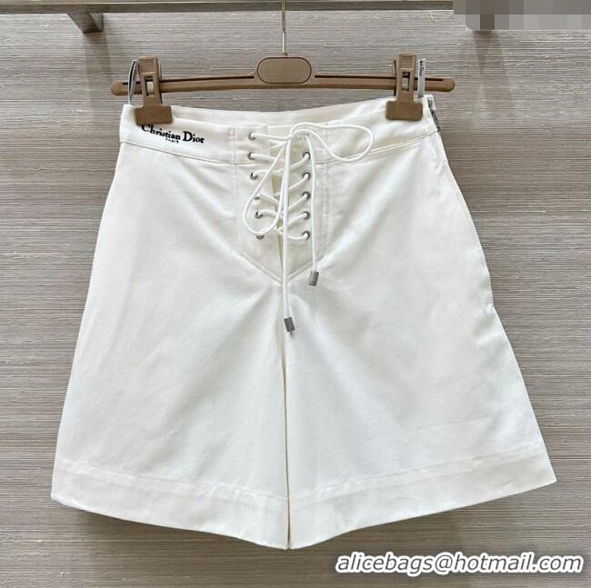 Best Product Dior Cotton Laced-up Shorts DR061205 White 2025