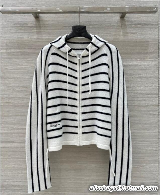 Promotional Dior Wool Striped Cardigan DR061206 White 2025