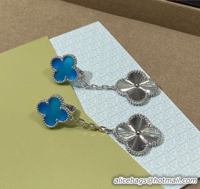 Top Design Van Cleef & Arpels Alhambra Earrings And 2 Motifs V0122 Blue/Silver 2025