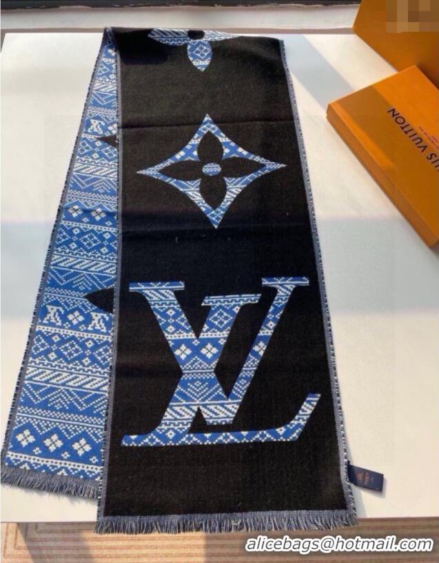Promotional Louis Vuitton MNG Two Wool Scarf 33x200cm LV091001 Blue 2025