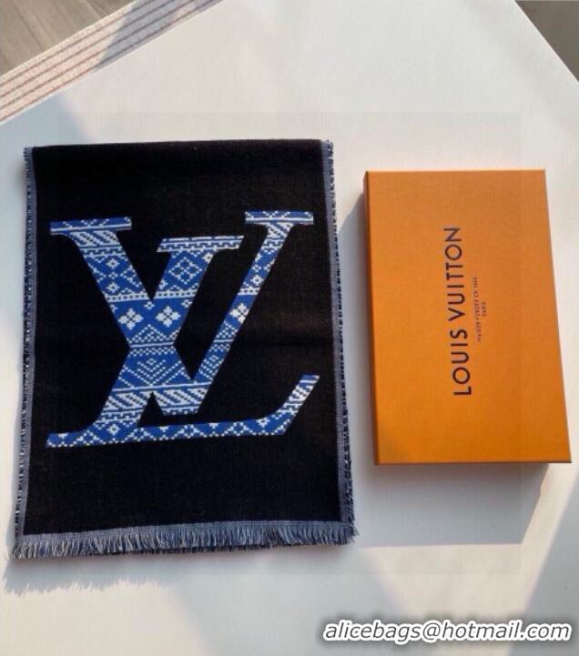 Promotional Louis Vuitton MNG Two Wool Scarf 33x200cm LV091001 Blue 2025