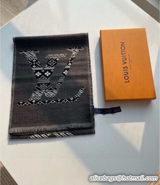 Low Cost Louis Vuitton MNG Two Wool Scarf 33x200cm LV091001 Grey 2025