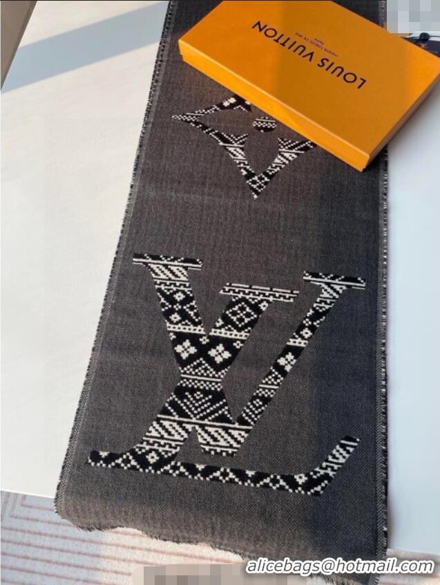 Low Cost Louis Vuitton MNG Two Wool Scarf 33x200cm LV091001 Grey 2025