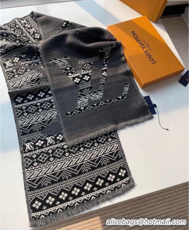 Low Cost Louis Vuitton MNG Two Wool Scarf 33x200cm LV091001 Grey 2025