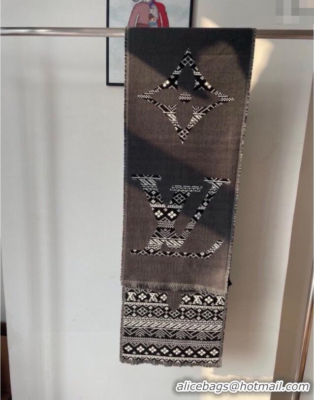 Low Cost Louis Vuitton MNG Two Wool Scarf 33x200cm LV091001 Grey 2025