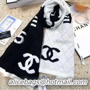 Super Quality Chanel Cashmere Wool Long Scarf 30x180cm CH091002 Black/White 2025