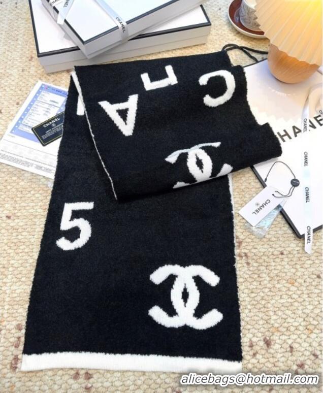 Super Quality Chanel Cashmere Wool Long Scarf 30x180cm CH091002 Black/White 2025