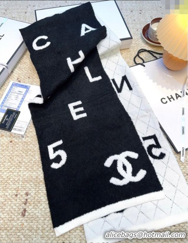 Super Quality Chanel Cashmere Wool Long Scarf 30x180cm CH091002 Black/White 2025