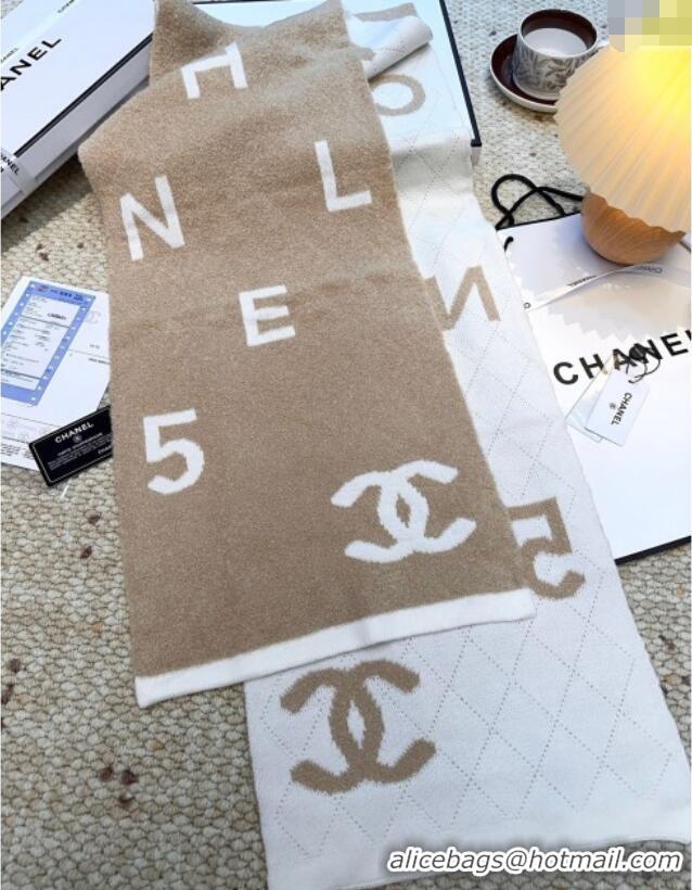 Good Taste Chanel Cashmere Wool Long Scarf 30x180cm CH091002 Beige/White 2025