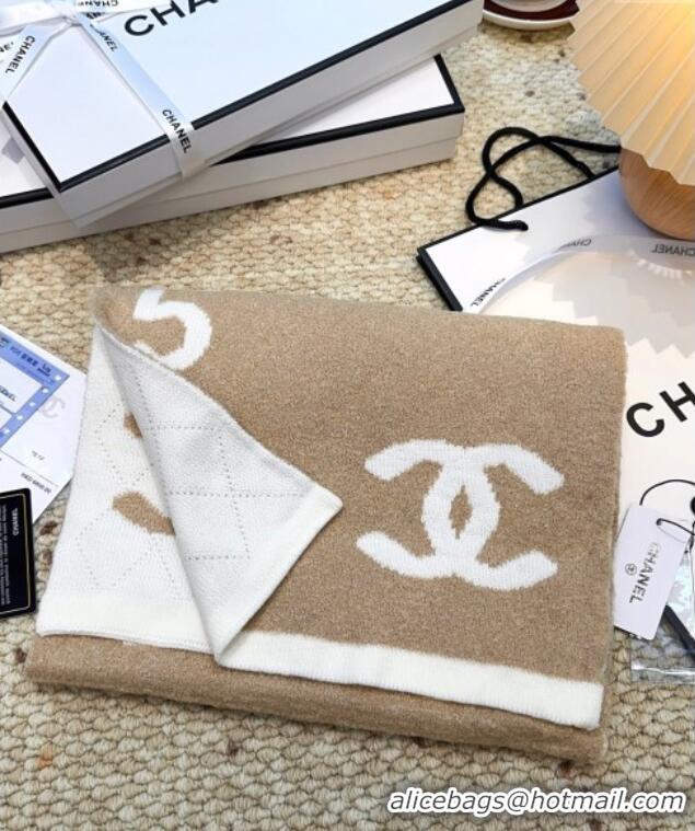 Good Taste Chanel Cashmere Wool Long Scarf 30x180cm CH091002 Beige/White 2025