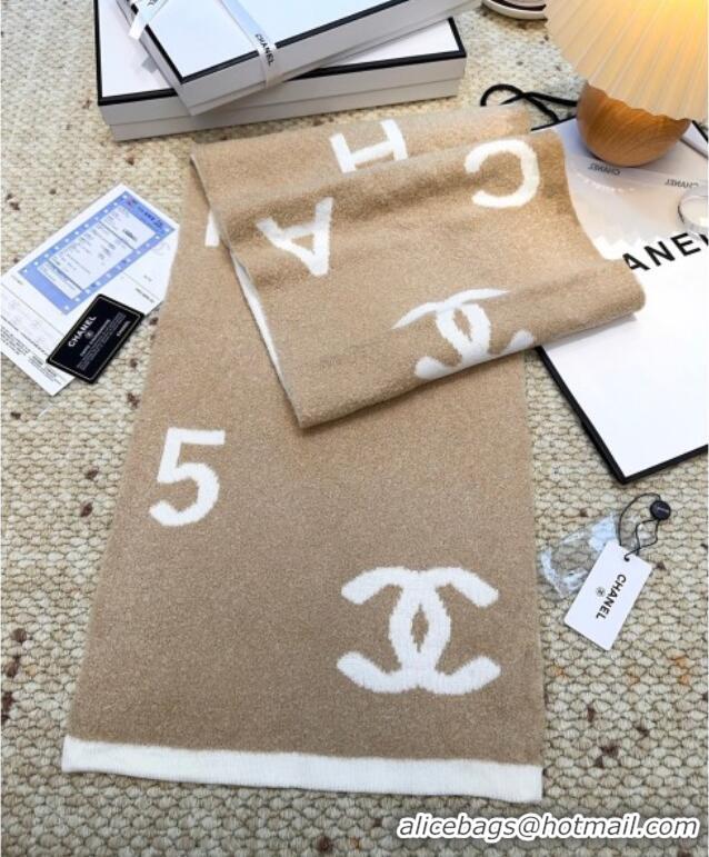 Good Taste Chanel Cashmere Wool Long Scarf 30x180cm CH091002 Beige/White 2025
