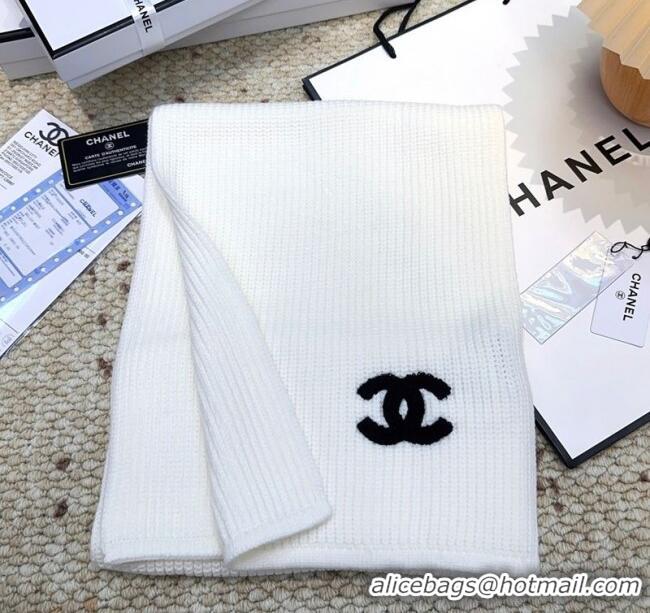 Top Grade Chanel Cashmere Wool Long Scarf 30x175cm CH091004 White 2025