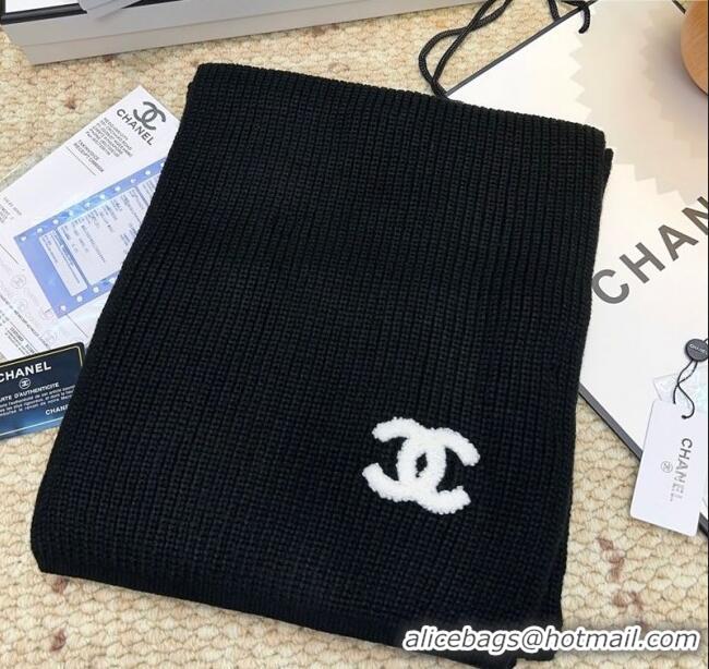 Best Price Chanel Cashmere Wool Long Scarf 30x175cm CH091004 Black 2025