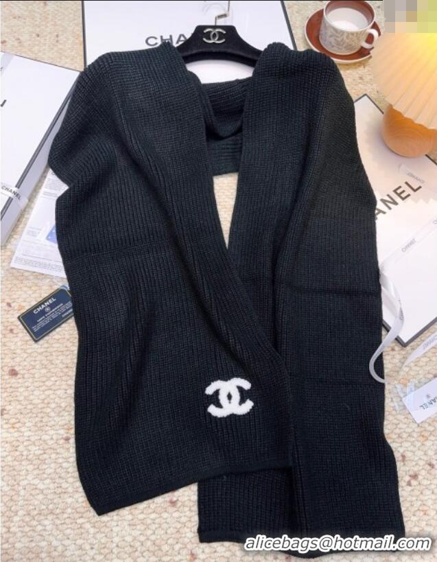 Best Price Chanel Cashmere Wool Long Scarf 30x175cm CH091004 Black 2025