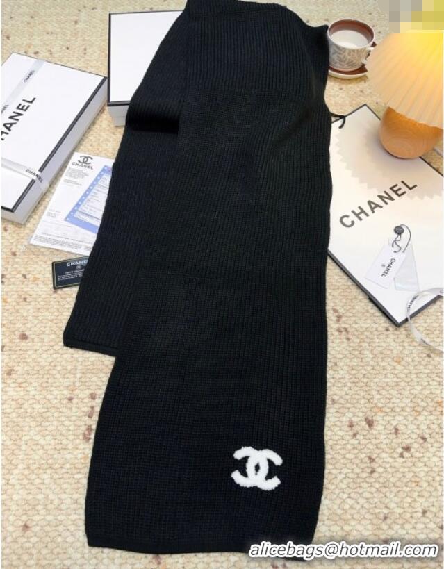 Best Price Chanel Cashmere Wool Long Scarf 30x175cm CH091004 Black 2025