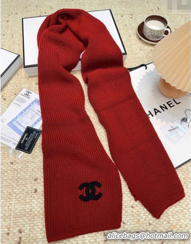 Grade Quality Chanel Cashmere Wool Long Scarf 30x175cm CH091004 Red 2025