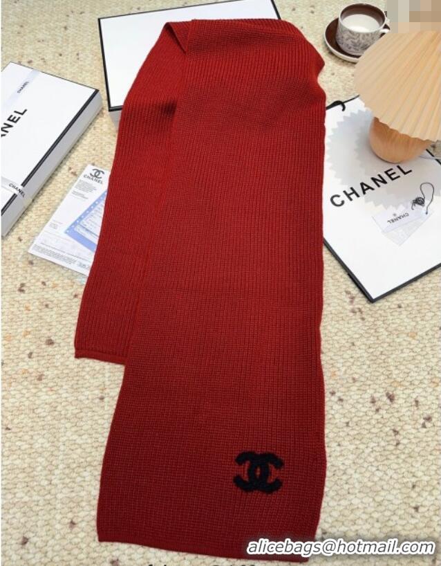 Grade Quality Chanel Cashmere Wool Long Scarf 30x175cm CH091004 Red 2025