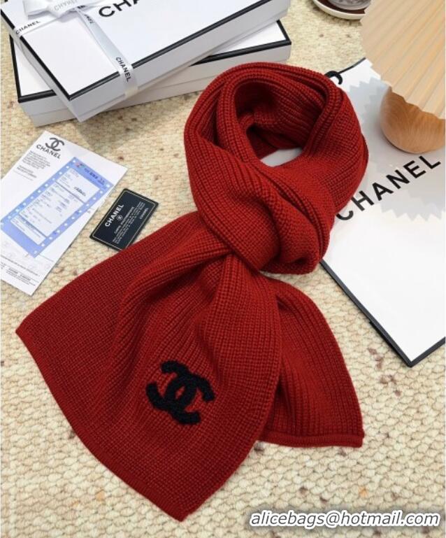 Grade Quality Chanel Cashmere Wool Long Scarf 30x175cm CH091004 Red 2025