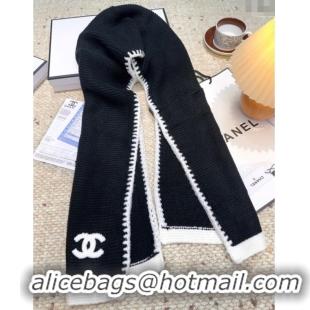 Top Grade Chanel Cashmere Wool Long Scarf 30x180cm CH091005 Black 2025