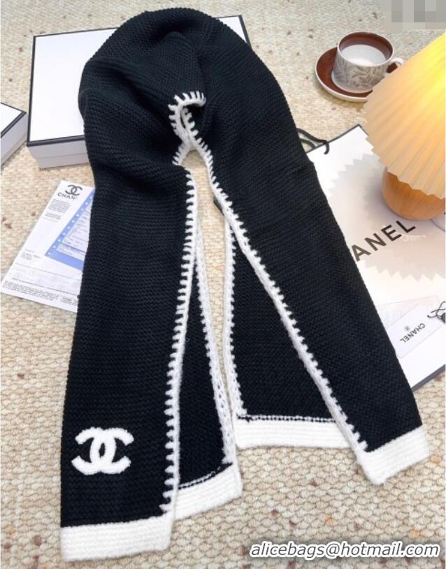 Top Grade Chanel Cashmere Wool Long Scarf 30x180cm CH091005 Black 2025