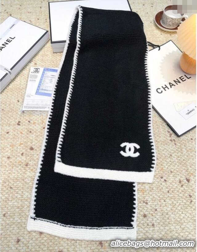 Top Grade Chanel Cashmere Wool Long Scarf 30x180cm CH091005 Black 2025