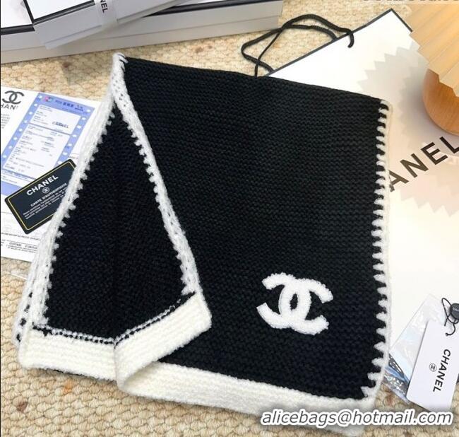 Top Grade Chanel Cashmere Wool Long Scarf 30x180cm CH091005 Black 2025