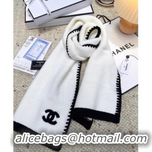 Best Product Chanel Cashmere Wool Long Scarf 30x180cm CH091005 White 2025