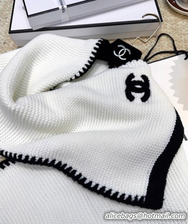 Best Product Chanel Cashmere Wool Long Scarf 30x180cm CH091005 White 2025