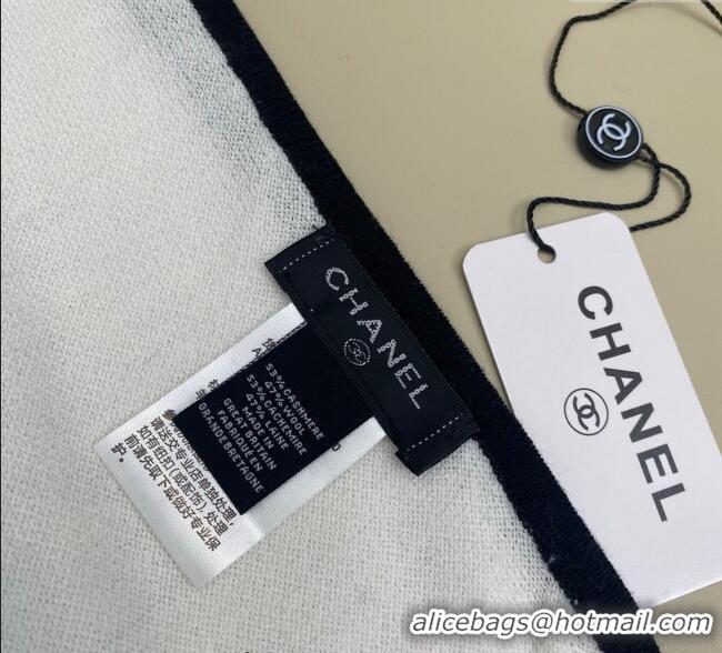 Top Grade Chanel Silk Cashmere Blend Long Scarf 65x180cm CH091006 White 2025