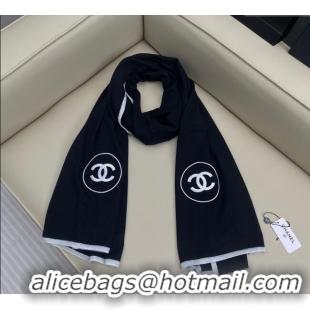 Cheapest Chanel Silk Cashmere Blend Long Scarf 65x180cm CH091006 Black 2025