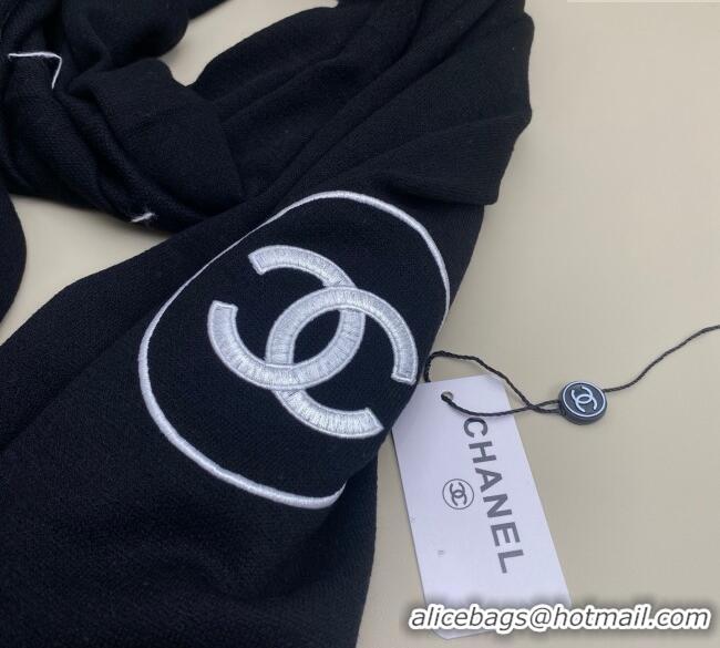 Cheapest Chanel Silk Cashmere Blend Long Scarf 65x180cm CH091006 Black 2025