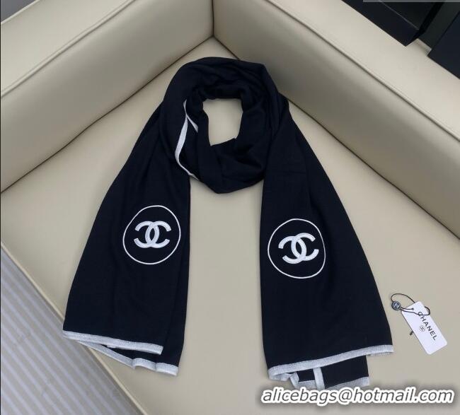 Cheapest Chanel Silk Cashmere Blend Long Scarf 65x180cm CH091006 Black 2025