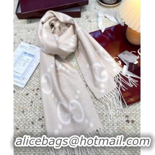 Well Crafted Gucci Cashmere Long Scarf 45x200cm GG091007 Beige/White 2025