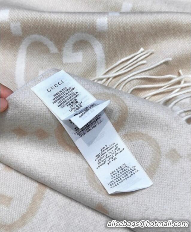 Well Crafted Gucci Cashmere Long Scarf 45x200cm GG091007 Beige/White 2025